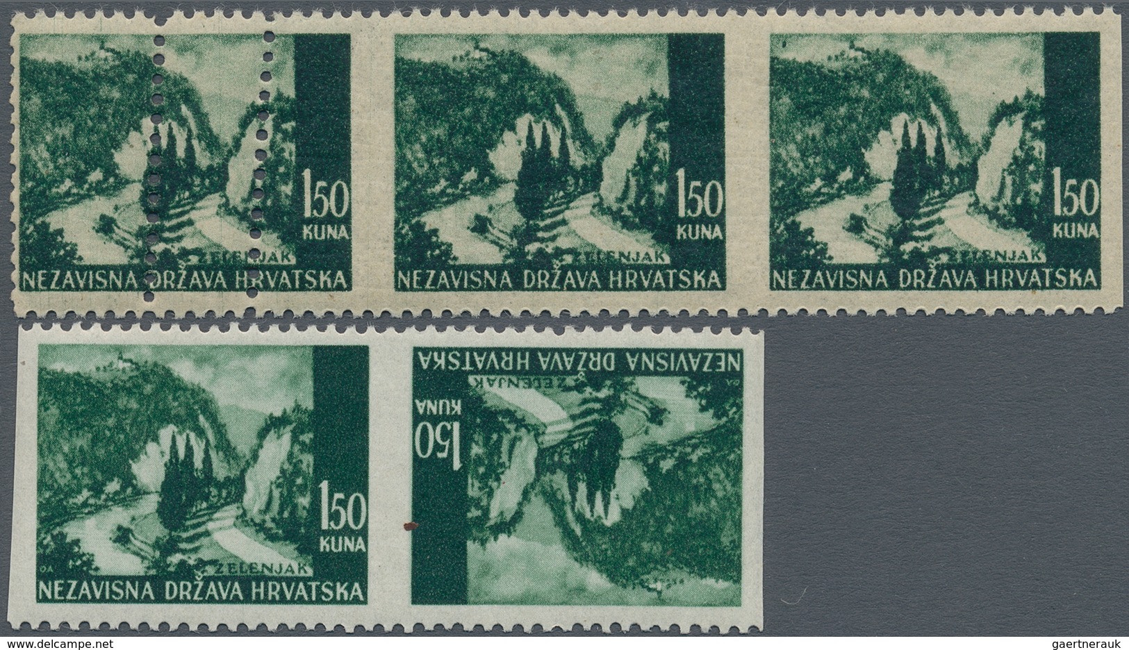 Kroatien: 1941/1942, Definitives "Pictorials", 1.50k. Deep Green "Zelenjak", Specialised Assortment - Croatie