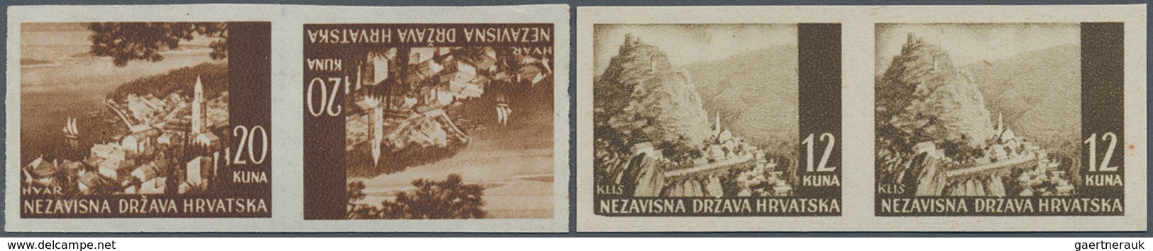 Kroatien: 1941/1942, Definitives "Pictorials", 12k. Olive-brown "Klis Fortress" And 20k. Brown "Hvar - Kroatië