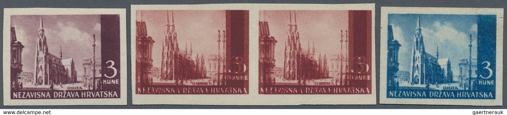 Kroatien: 1941/1942, Definitives "Pictorials", 3k. Carmine Brown "Osijek Cathredal", Specialised Ass - Kroatië