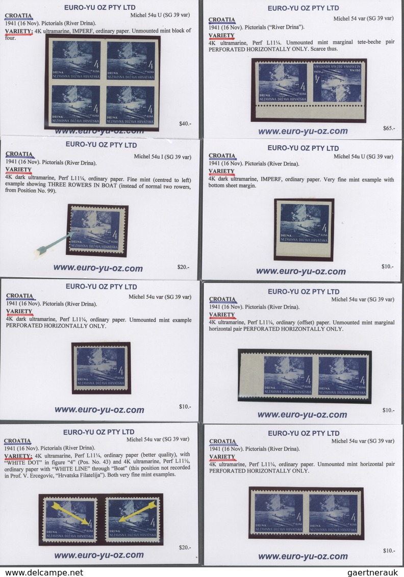 Kroatien: 1941/1942, Definitives "Pictorials", 4k. Ultramarine "River Drina", Specialised Assortment - Croacia