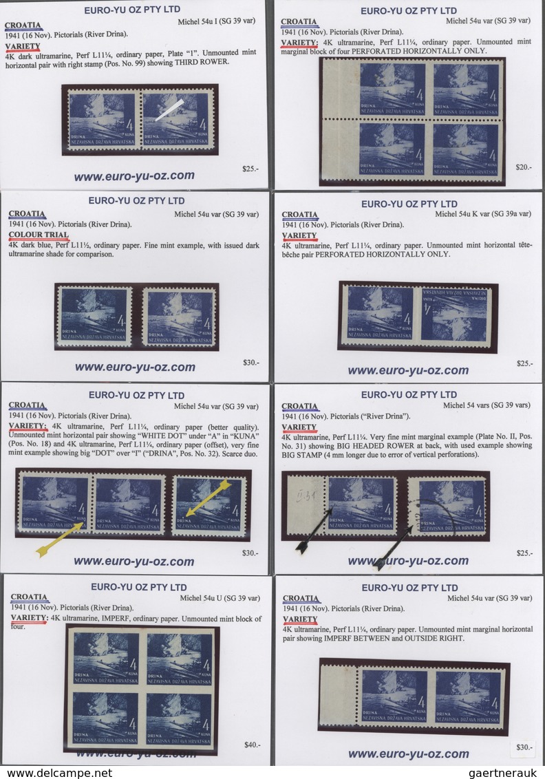 Kroatien: 1941/1942, Definitives "Pictorials", 4k. Ultramarine "River Drina", Specialised Assortment - Croatie