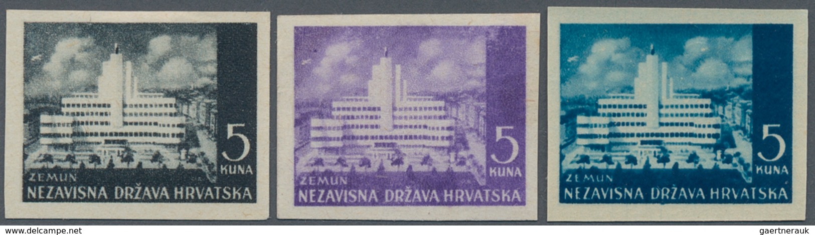 Kroatien: 1941/1942, Definitives "Pictorials", 5k. Blackish Blue "Zemun", Specialised Assortment Of - Croatie