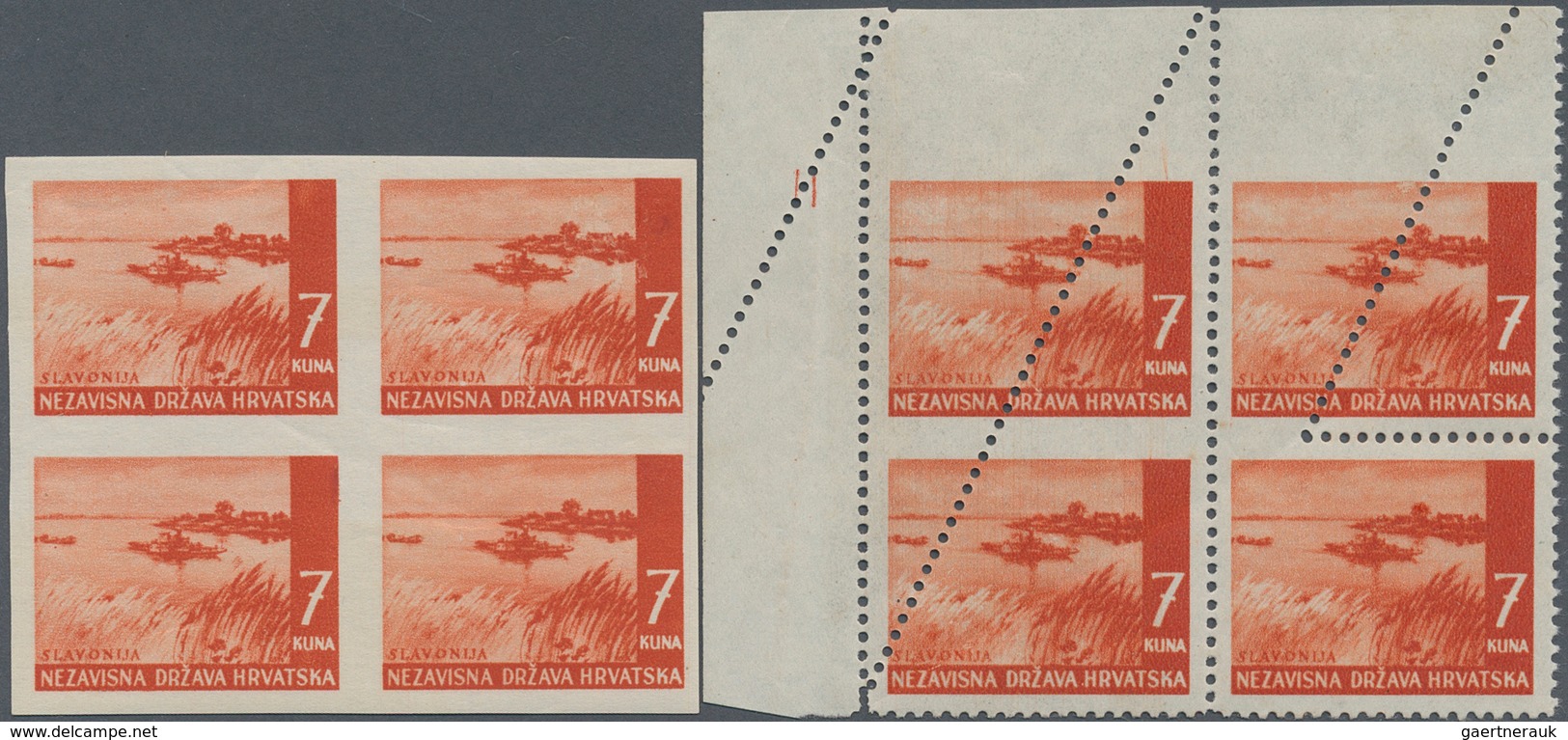 Kroatien: 1941/1942, Definitives "Pictorials", 7k. Brownish Red "River Sava", Specialised Assortment - Croacia