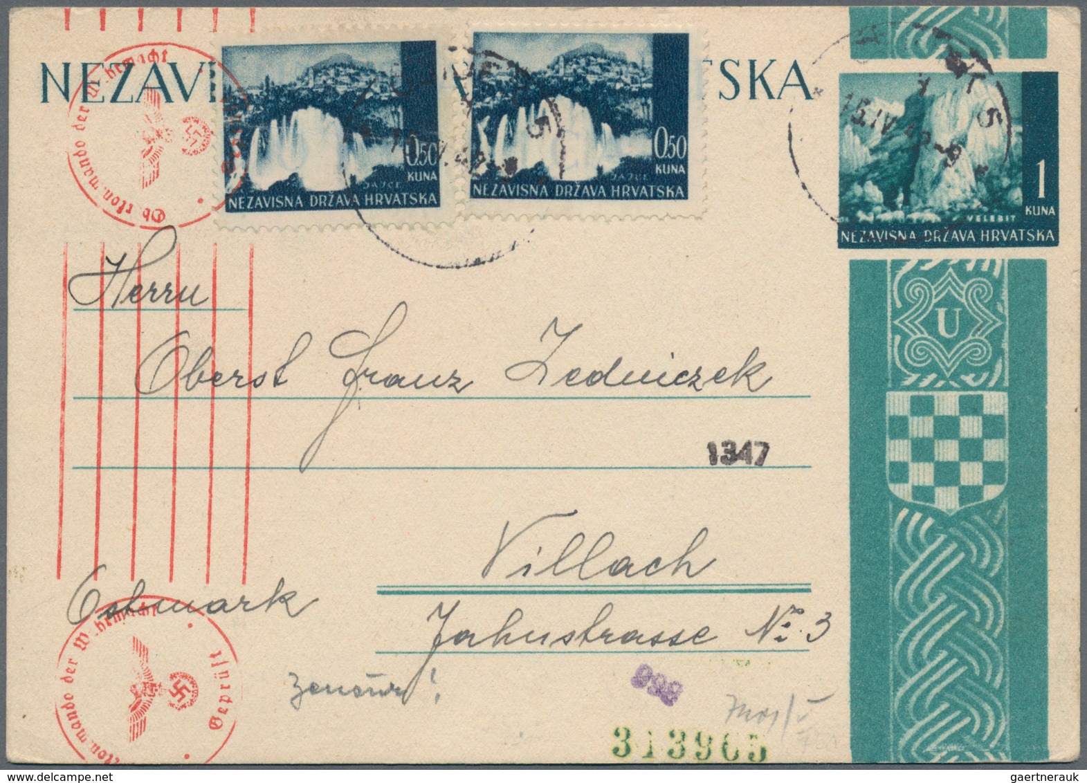 Kroatien: 1941/1943, Assortment Of 22 (mainly Commercial) Covers/cards Incl. Used Stationeries, Incl - Croacia