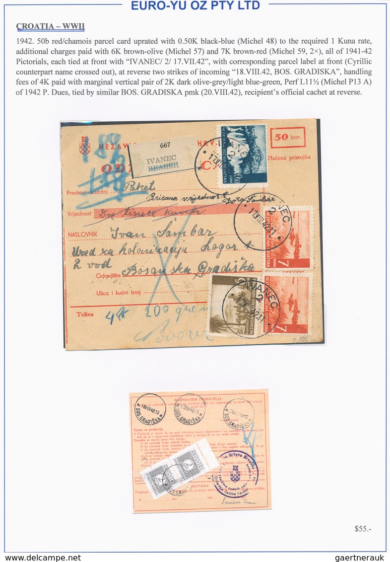 Kroatien: 1941/1945, Collection Of 48 Entires On Written Up Album Pages, Mainly Commercial Mail Incl - Croatie