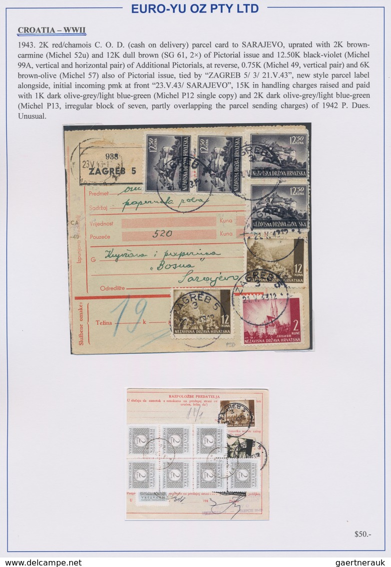 Kroatien: 1941/1945, collection of 48 entires on written up album pages, mainly commercial mail incl