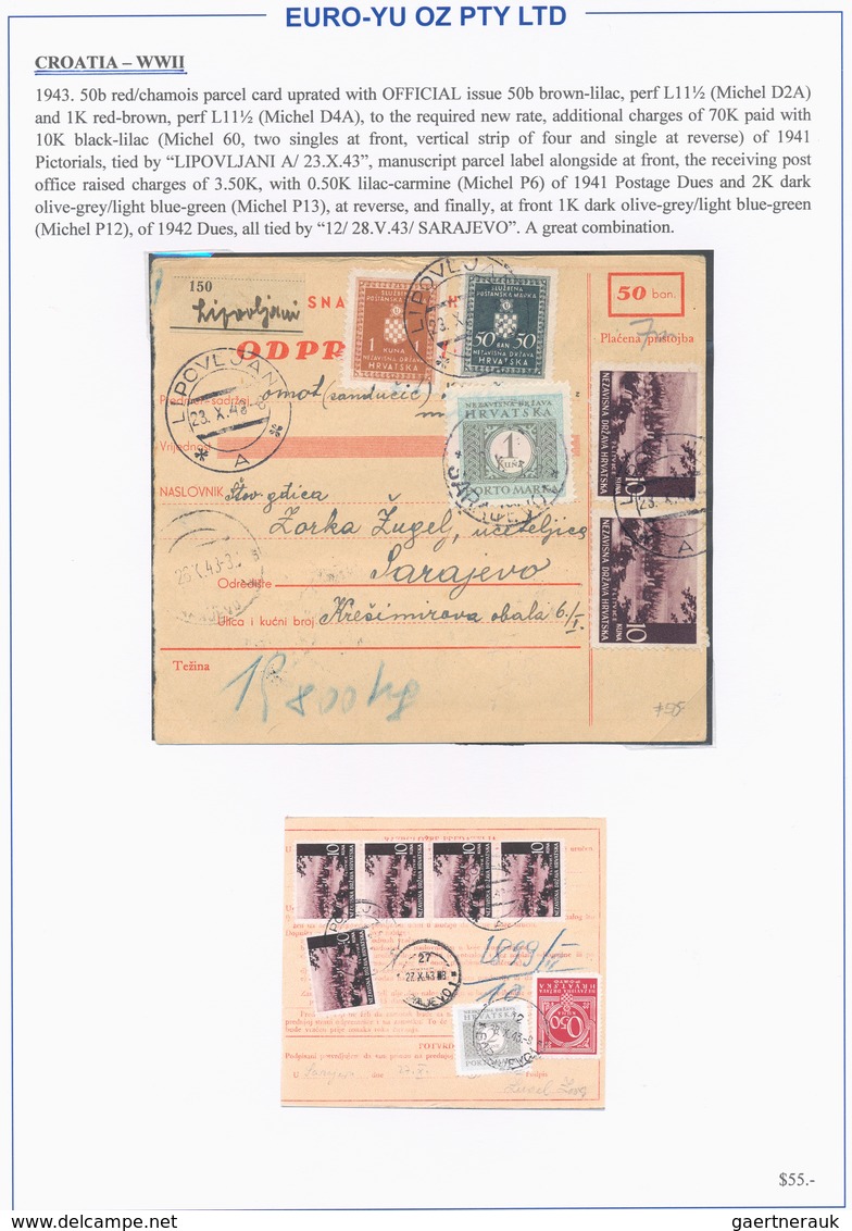 Kroatien: 1941/1945, collection of 48 entires on written up album pages, mainly commercial mail incl