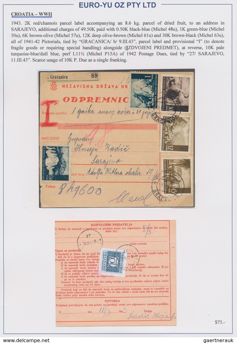 Kroatien: 1941/1945, collection of 48 entires on written up album pages, mainly commercial mail incl