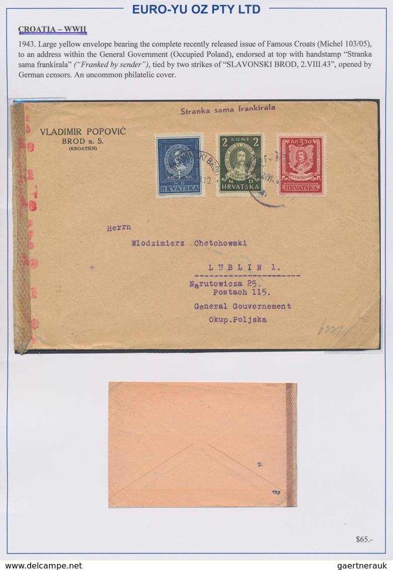 Kroatien: 1941/1945, collection of 48 entires on written up album pages, mainly commercial mail incl