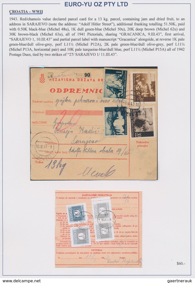 Kroatien: 1941/1945, collection of 48 entires on written up album pages, mainly commercial mail incl