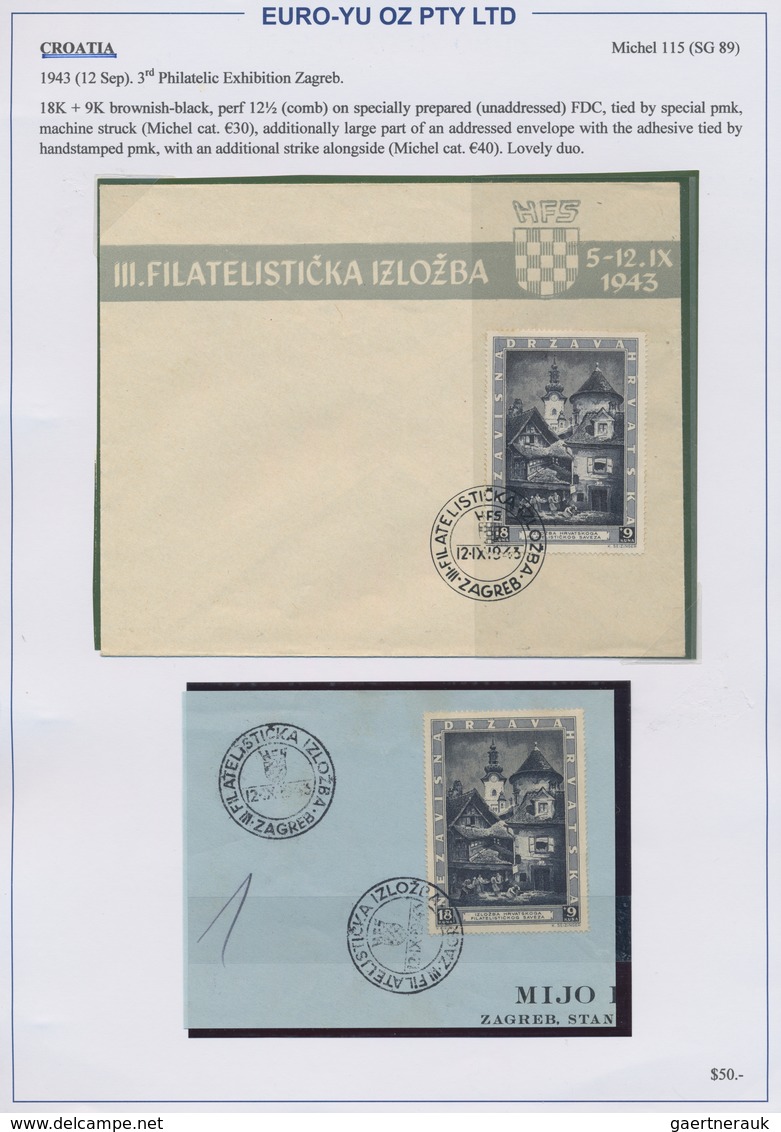 Kroatien: 1941/1945, collection of 48 entires on written up album pages, mainly commercial mail incl