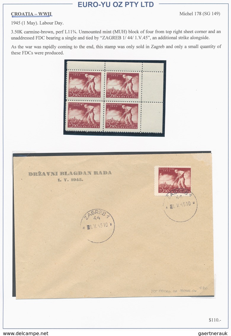 Kroatien: 1941/1945, collection of 48 entires on written up album pages, mainly commercial mail incl