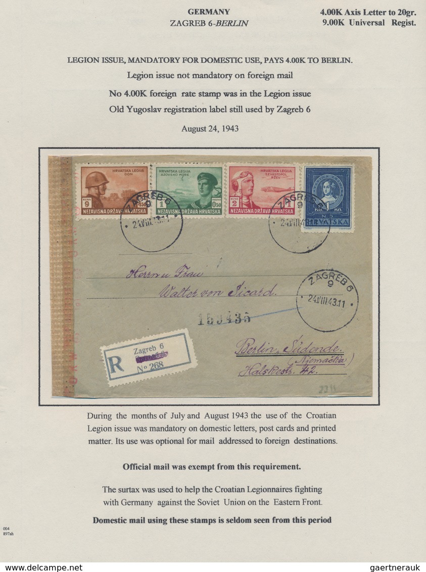 Kroatien: 1941/1945, Postal History of Croatia, extraordinary exhibit of apprx. 280 covers/cards on