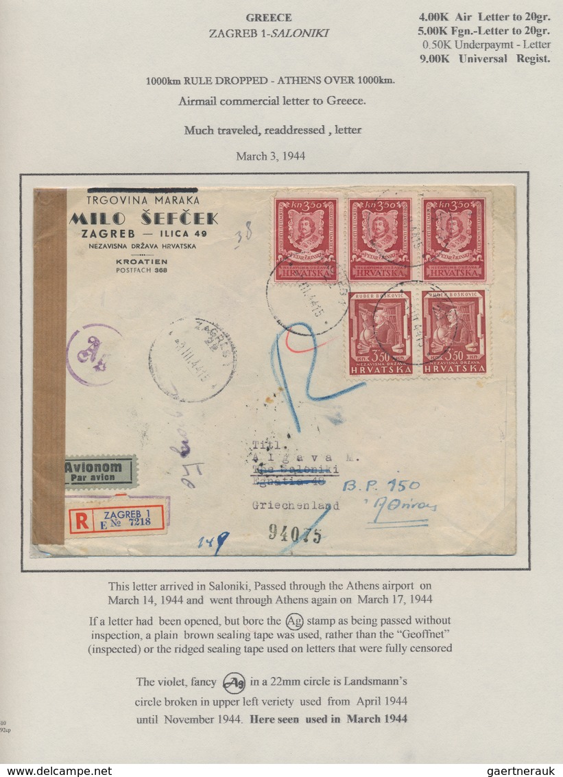 Kroatien: 1941/1945, Postal History of Croatia, extraordinary exhibit of apprx. 280 covers/cards on