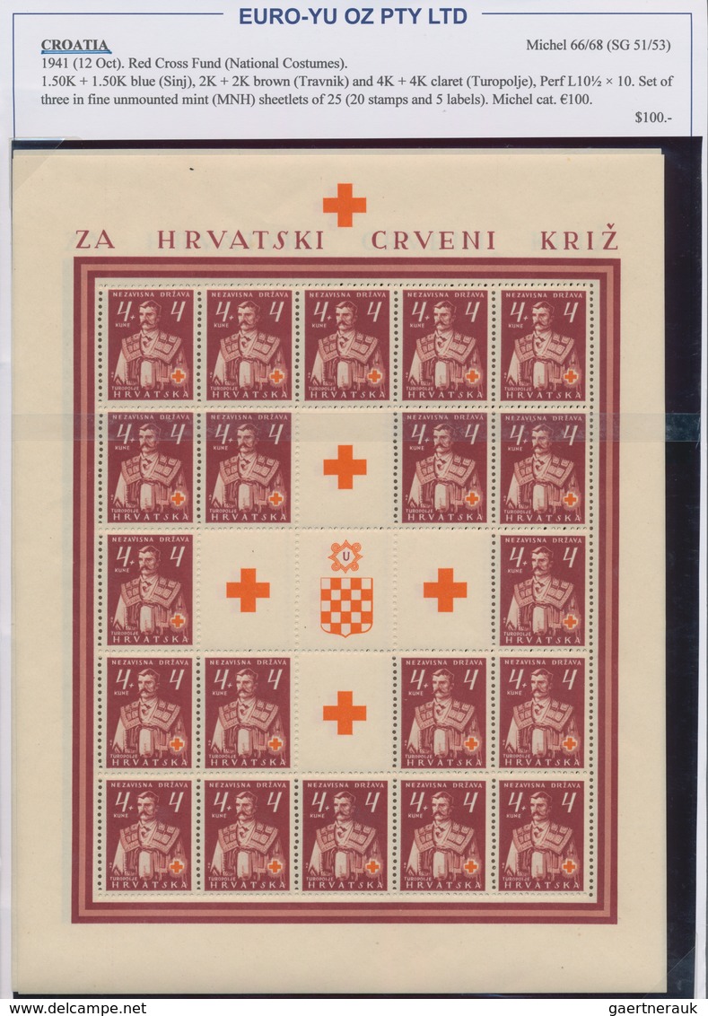 Kroatien: 1941/1945, Specialised U/m Collection On Written Up Album Pages, Comprising Overprint Sets - Croatie