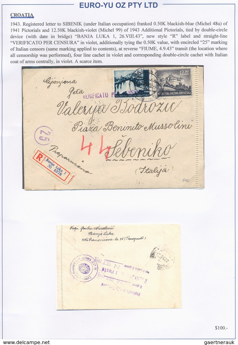 Kroatien: 1943/1944, Collection Of 39 (mainly Commercial) Covers/cards On Written Up Album Pages, In - Kroatië