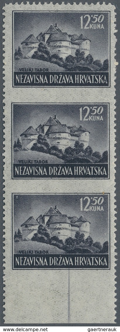 Kroatien: 1943/1944, Definitives "Pictorials" 12.50k. Black-violet "Veliki Tabor Castle", Specialise - Kroatië