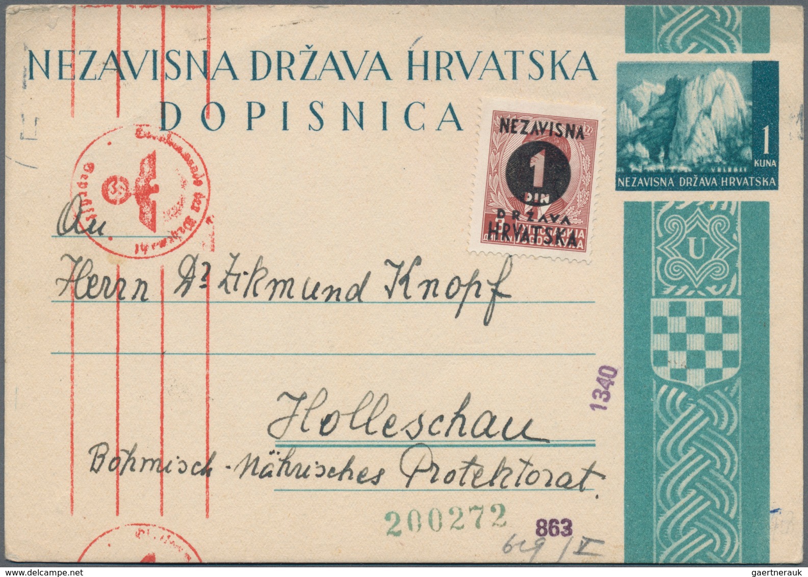 Kroatien - Ganzsachen: 1941/1944, Assortment Of 20 Commercially Used Stationery Cards With Full Mess - Croacia