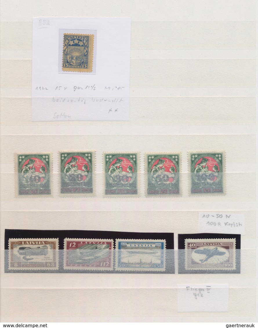 Lettland: 1922/1939, Chiefly Mint Assortment On Stockpages, Comprising 1921 Revaluation Overprints S - Lettonie