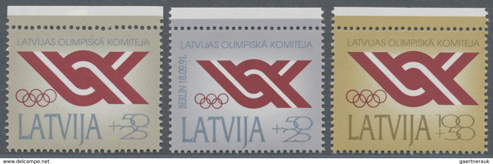 Lettland: 1992, National OLYMPIC Committee Set Of Three In An Unbelievable INVESTMENT LOT Lot With A - Lettland