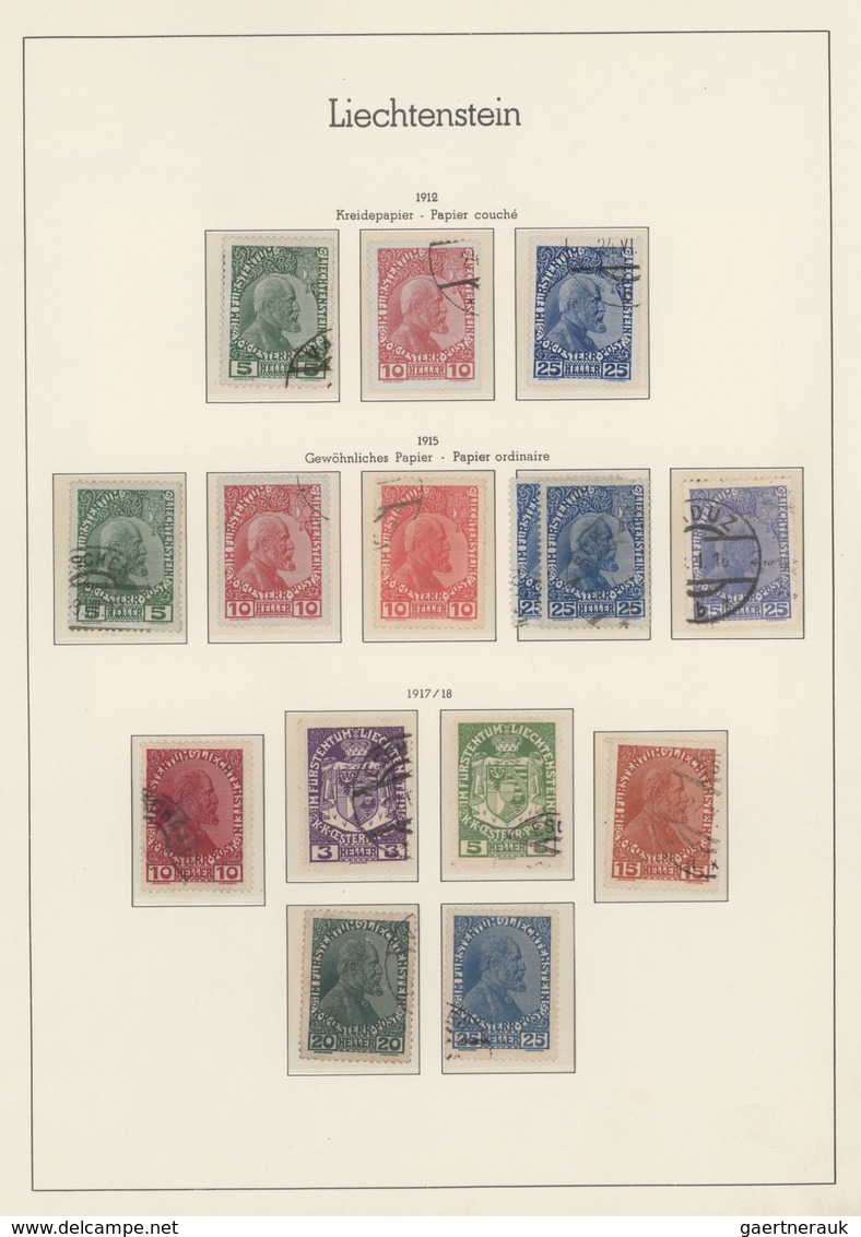 Liechtenstein: 1912-72: Ganz überwiegend Gestempelte Sammlung Ab Erster Ausgabe (inkl. 4x 25 Rp.), M - Collections
