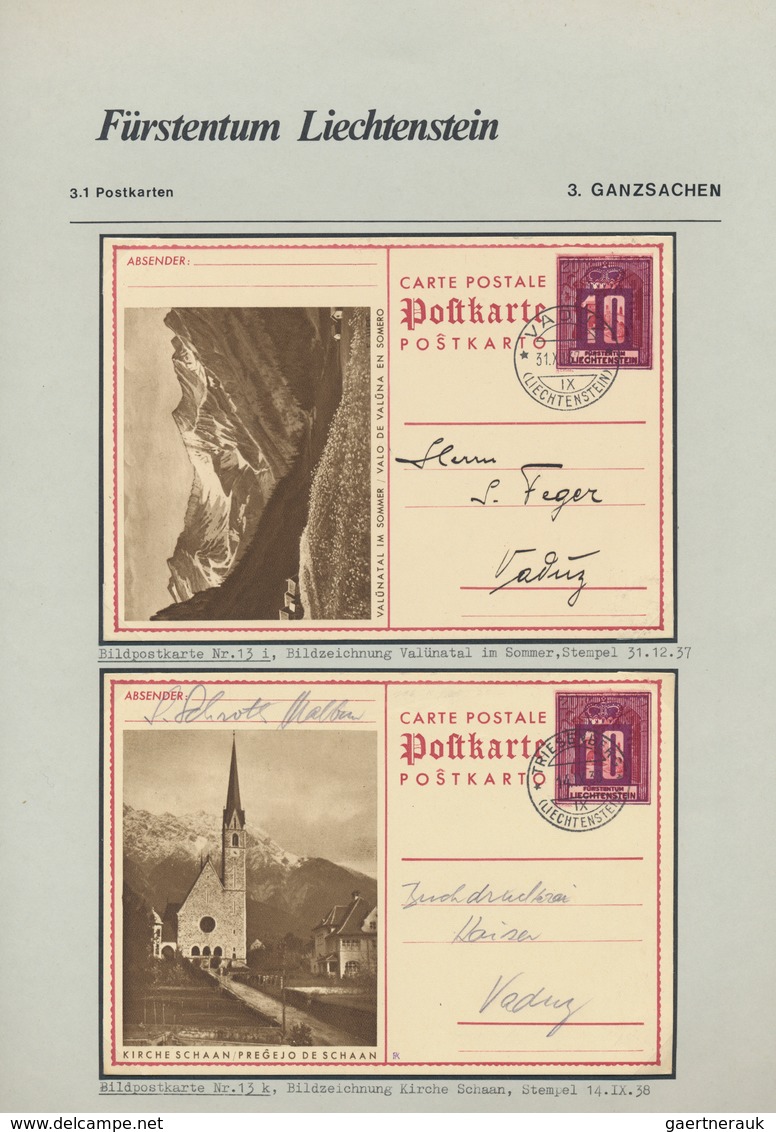 Liechtenstein: 1918/1997, Gestempelte Ganzsachensammlung Anfangs Lücken Ab 1949 überkomplett Sehr Sa - Collections