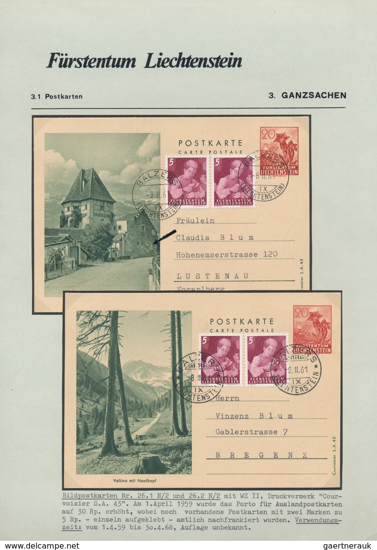 Liechtenstein: 1918/1997, Gestempelte Ganzsachensammlung Anfangs Lücken Ab 1949 überkomplett Sehr Sa - Lotes/Colecciones