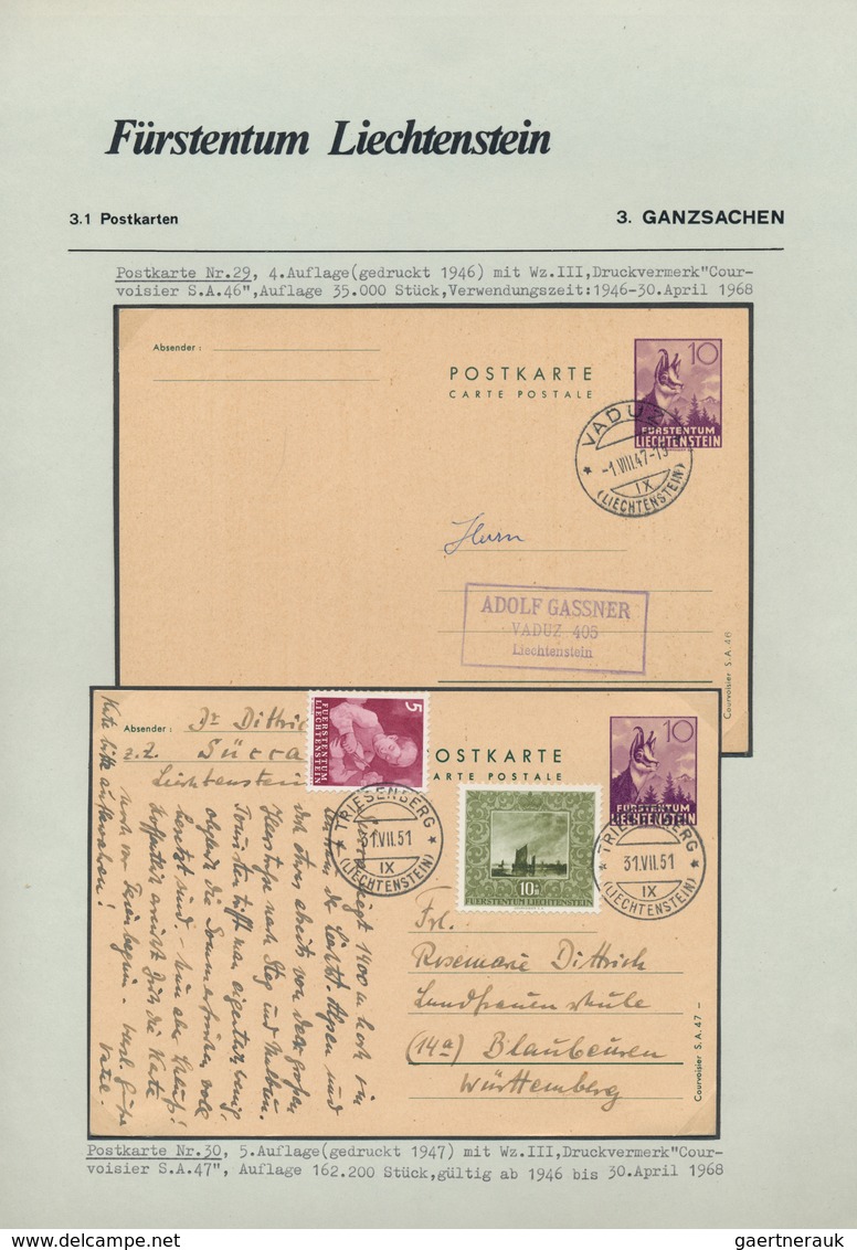 Liechtenstein: 1918/1997, Gestempelte Ganzsachensammlung Anfangs Lücken Ab 1949 überkomplett Sehr Sa - Collections