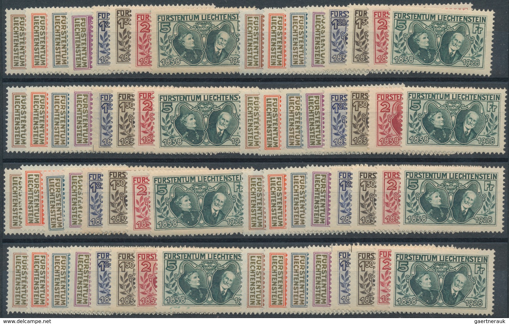 Liechtenstein: 1928, 70. Jahrestag Der Thronbesteigung, Acht Komplette Serien Ungebraucht. MiNr. 82/ - Collections