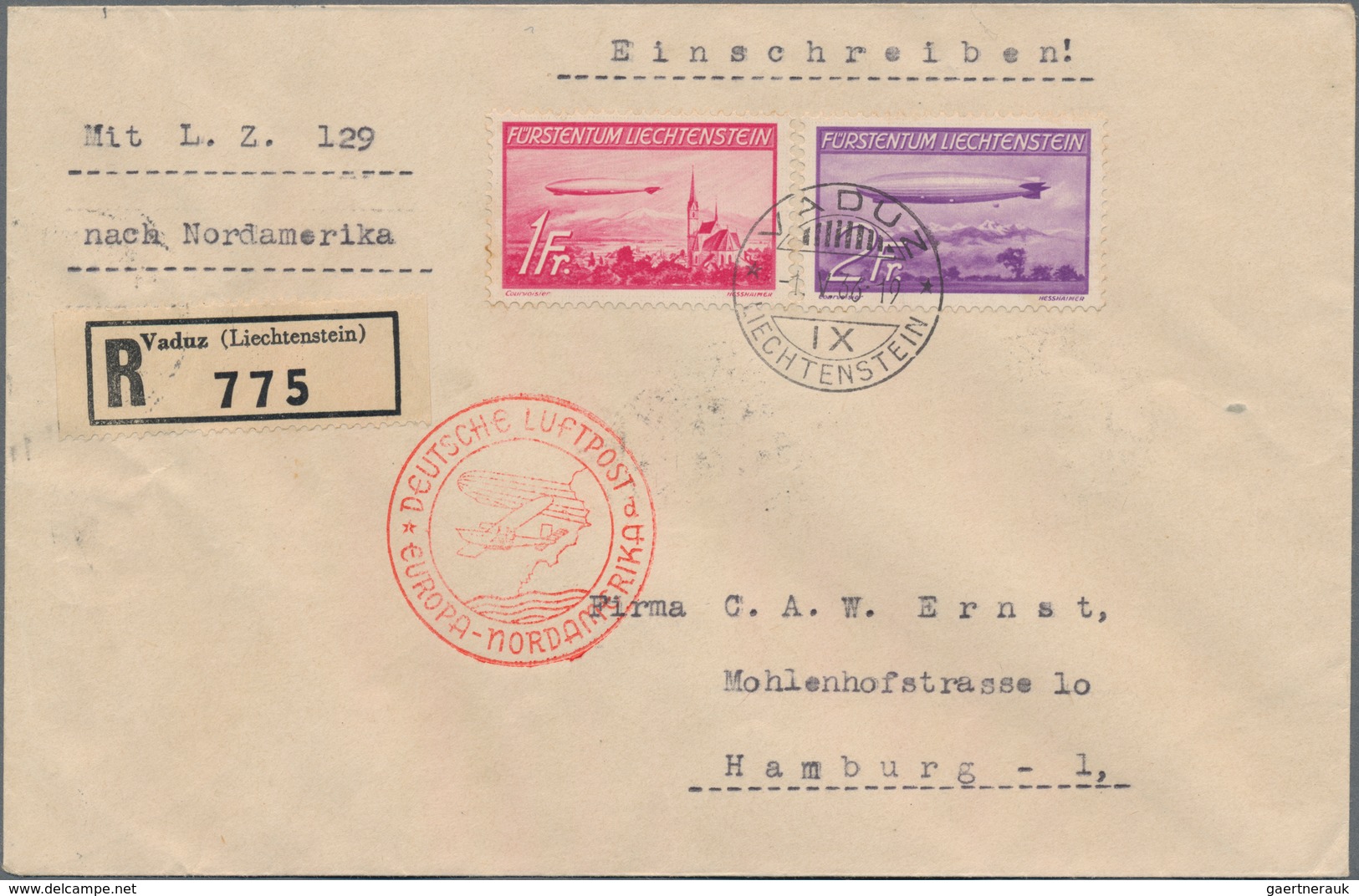 Liechtenstein: 1936/61, Kleines Lot Besserer Ersttagsbriefe, Mit 2 X Zeppelin Jeweils 1 Und 2 Fr. 19 - Verzamelingen