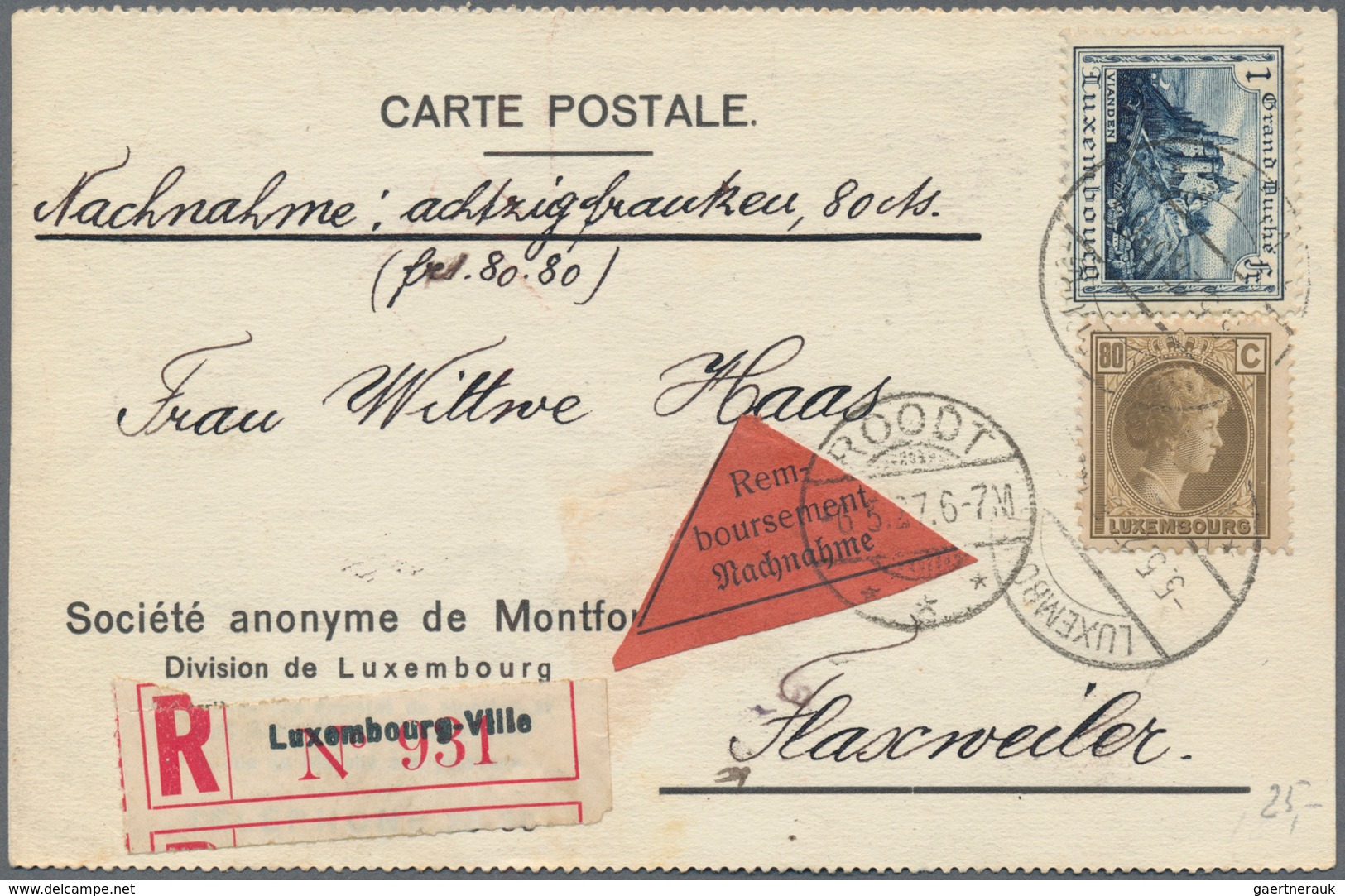 Luxemburg: 1874/1947, Little Holding Of Ca. 60 Covers, Postcards And Commercially Used Postal Statio - Otros & Sin Clasificación