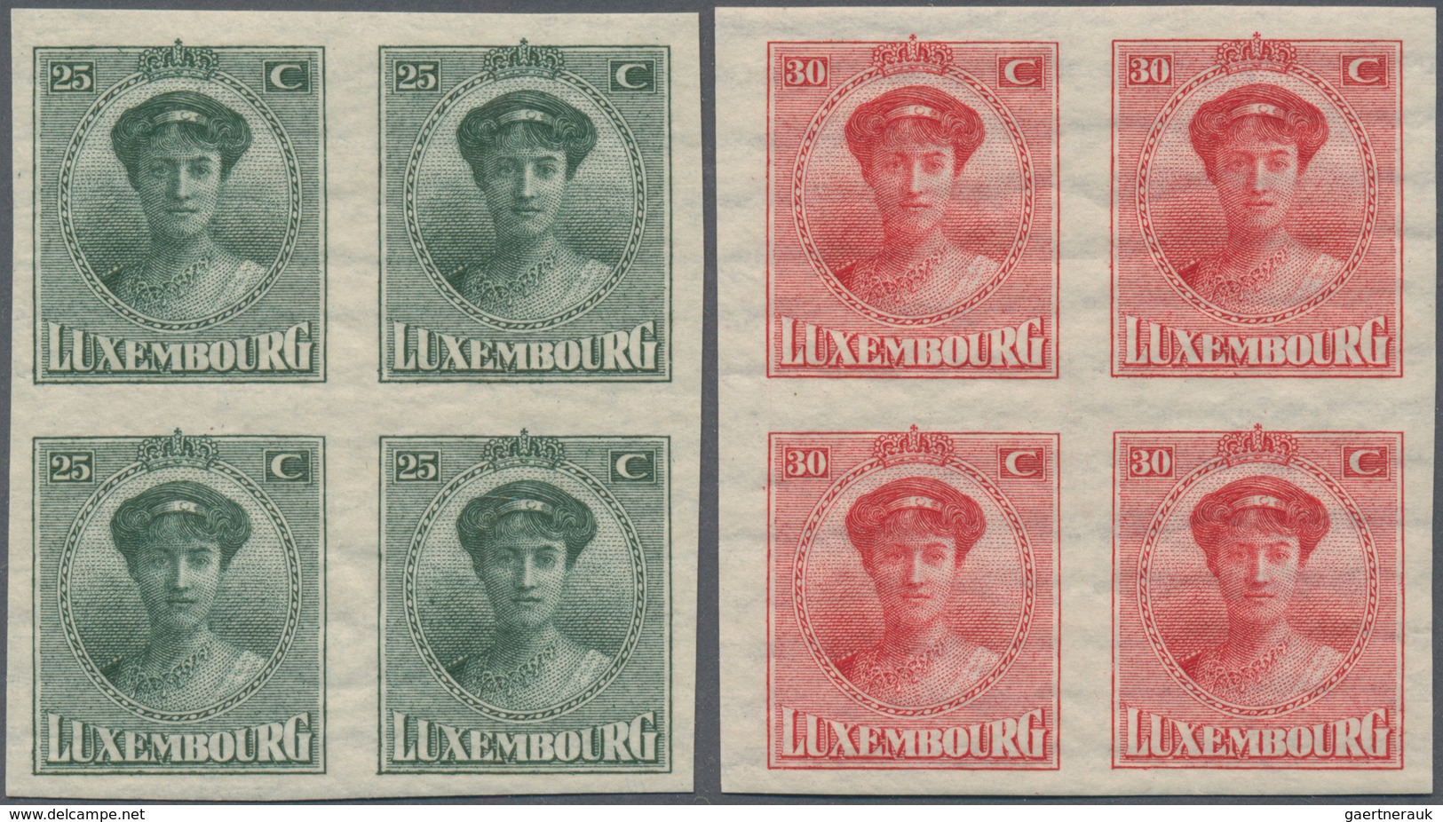 Luxemburg: 1922, Philatelic Exhibition 'Great Duchess Charlotte' Complete Imperforate Set Of Two 25c - Andere & Zonder Classificatie