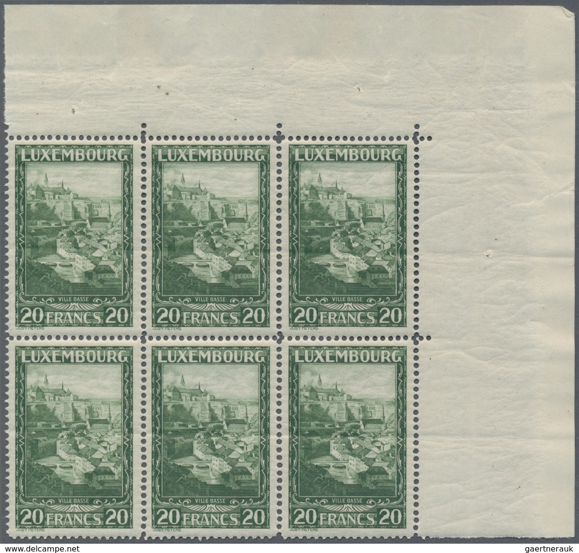 Luxemburg: 1931, Landscape Definitive Issue 20fr. Olive-green (City Of Luxembourg, Painting From Jos - Autres & Non Classés