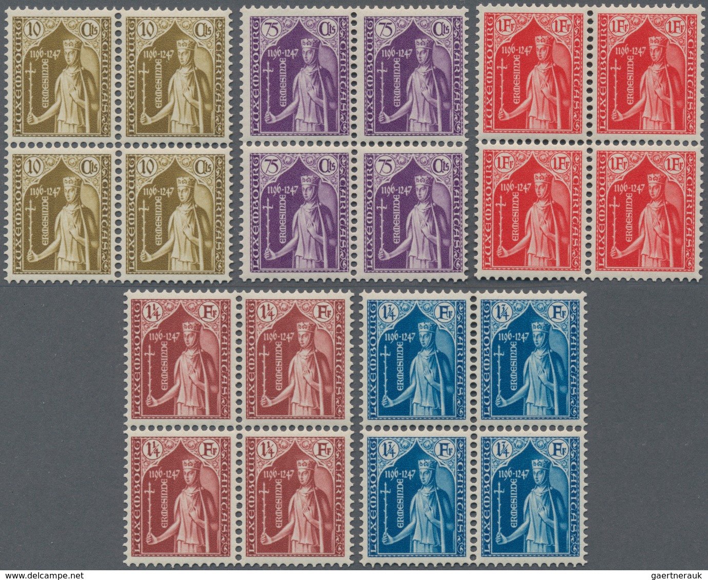 Luxemburg: 1932, CARITAS (Countess Ermesinde Of Luxembourg) Complete Set Of Five In A Lot With 14 Se - Autres & Non Classés