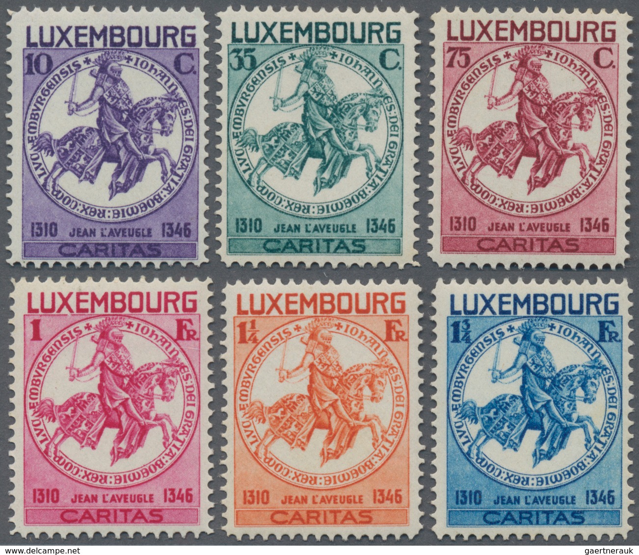 Luxemburg: 1934, CARITAS (Seal Of Earl John Of Luxembourg) Complete Set Of Six In A Lot With 38 Sets - Andere & Zonder Classificatie