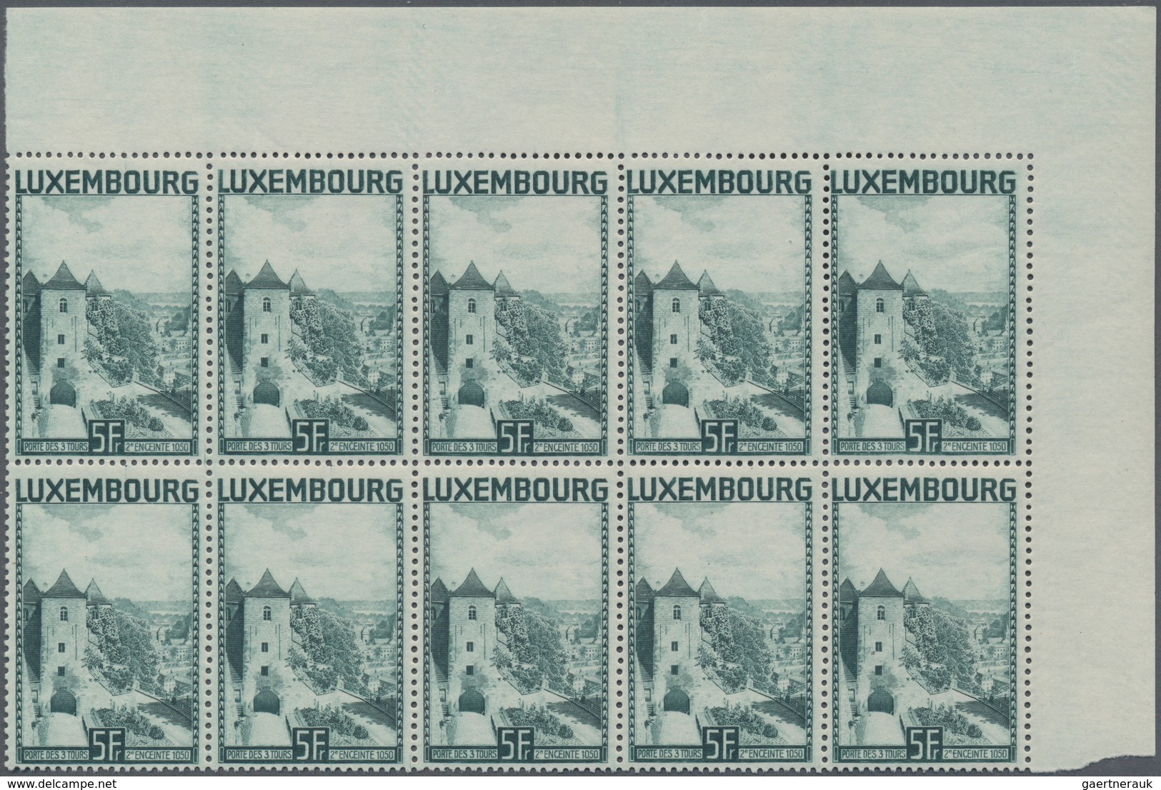 Luxemburg: 1934, Landscape Definitive Issue 5fr. Dark-green (Gate Of Three Towers) In An Investment - Autres & Non Classés