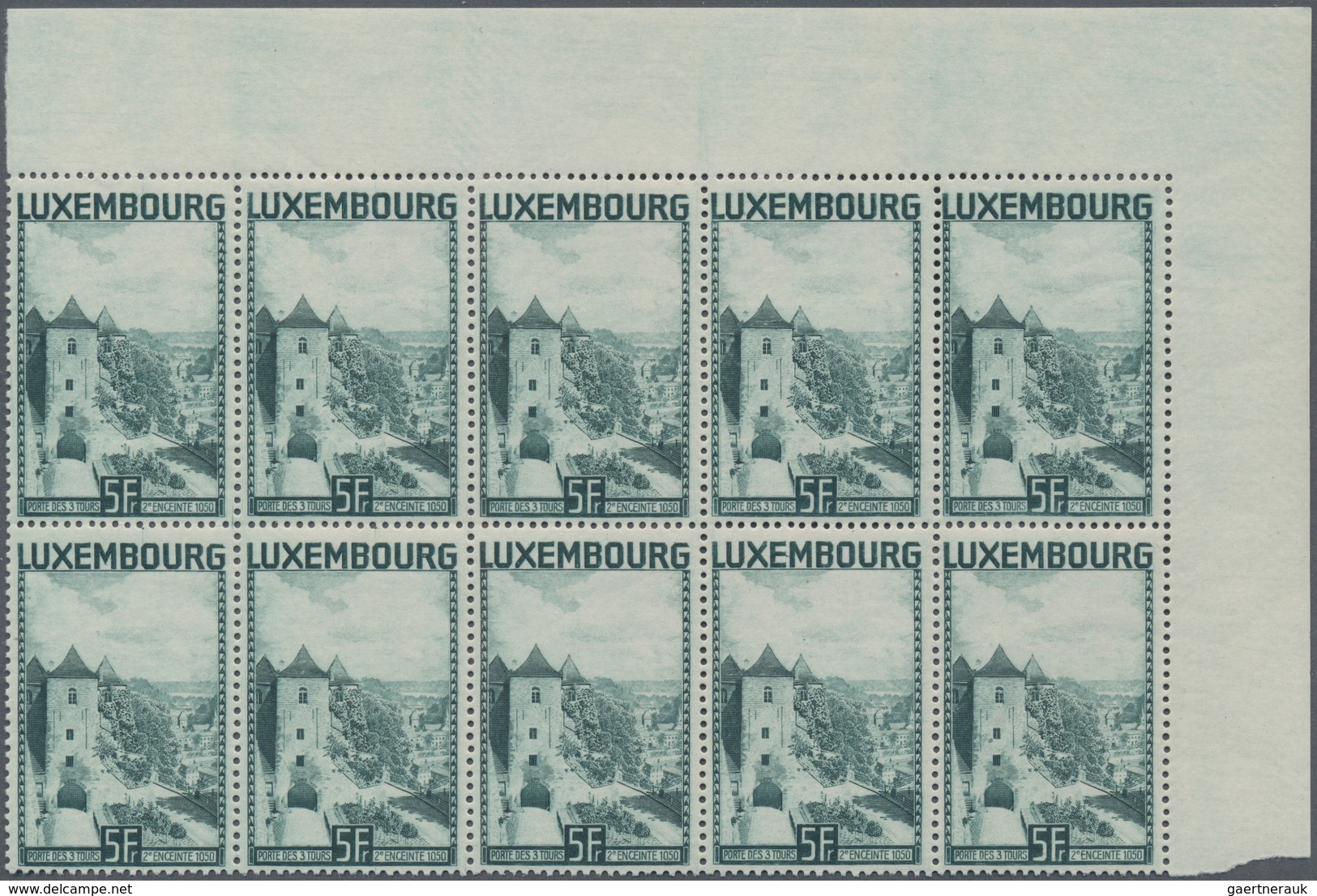 Luxemburg: 1934, Landscape Definitive Issue 5fr. Dark-green (Gate Of Three Towers) In An Investment - Andere & Zonder Classificatie