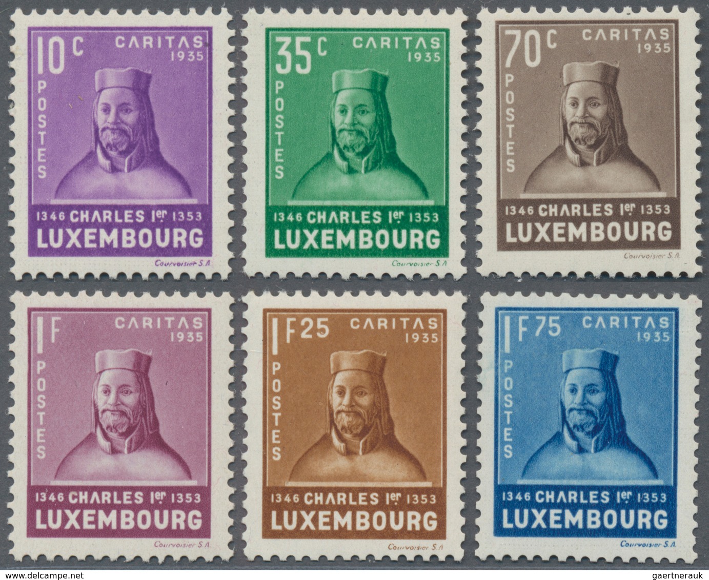 Luxemburg: 1935, CARITAS (Earl Charles I. Of Luxembourg) Complete Set Of Six In A Lot With 35 Sets, - Autres & Non Classés