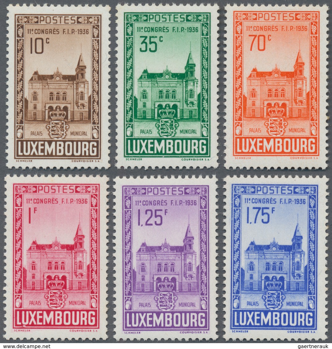 Luxemburg: 1936, 11th FIP Congress (Town Hall Of Luxembourg) Complete Set Of Six In An Investment Lo - Autres & Non Classés