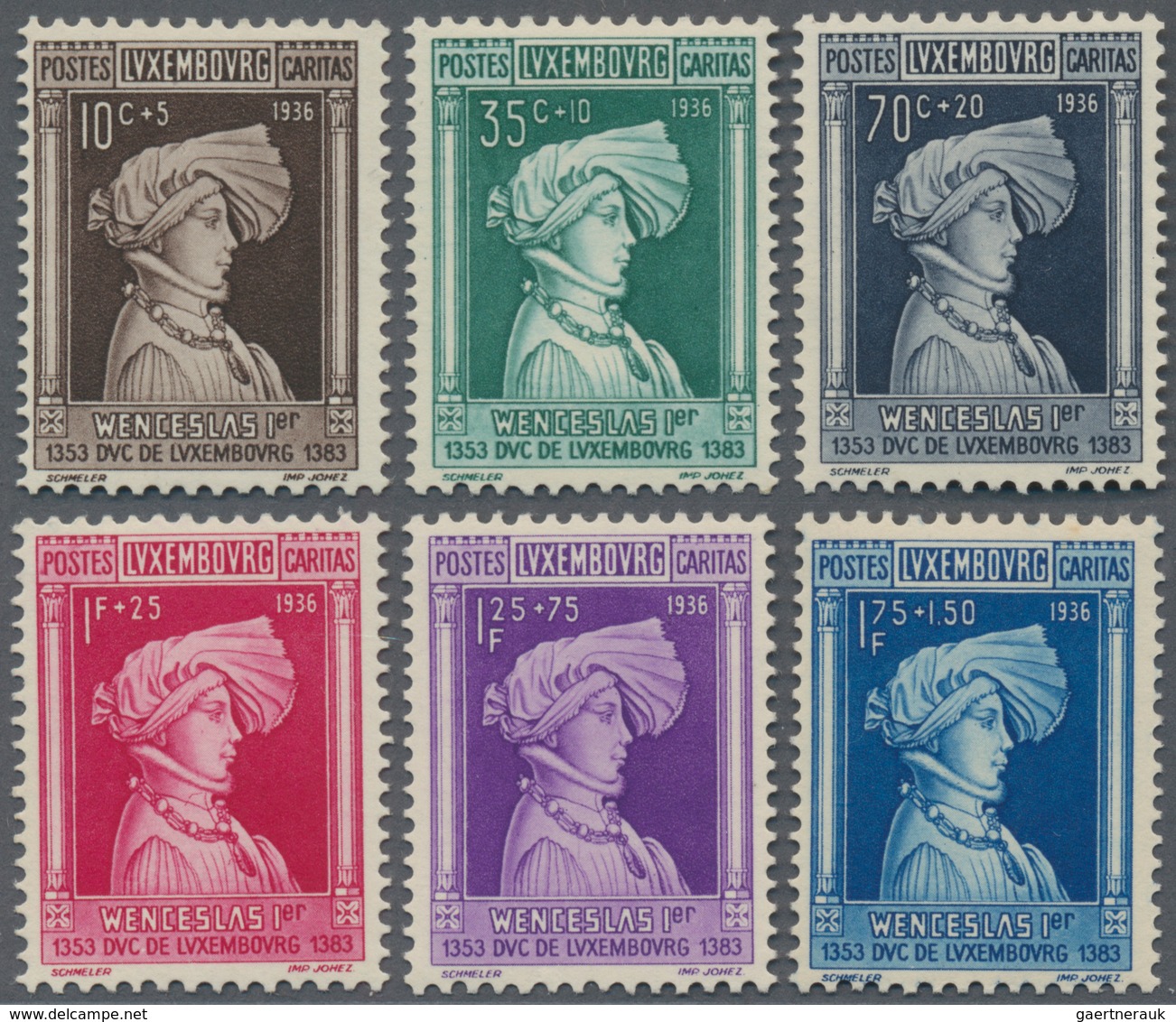 Luxemburg: 1936, CARITAS (Wenzel I. Of Luxembourg) Complete Set Of Six In A Lot With About 170 Sets - Autres & Non Classés