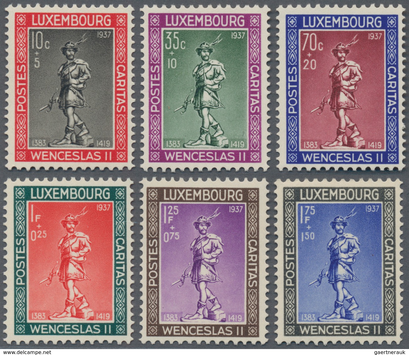 Luxemburg: 1937, CARITAS (Wenzel II. Of Luxembourg) Complete Set Of Six In A Lot With Approx. 380 Se - Autres & Non Classés