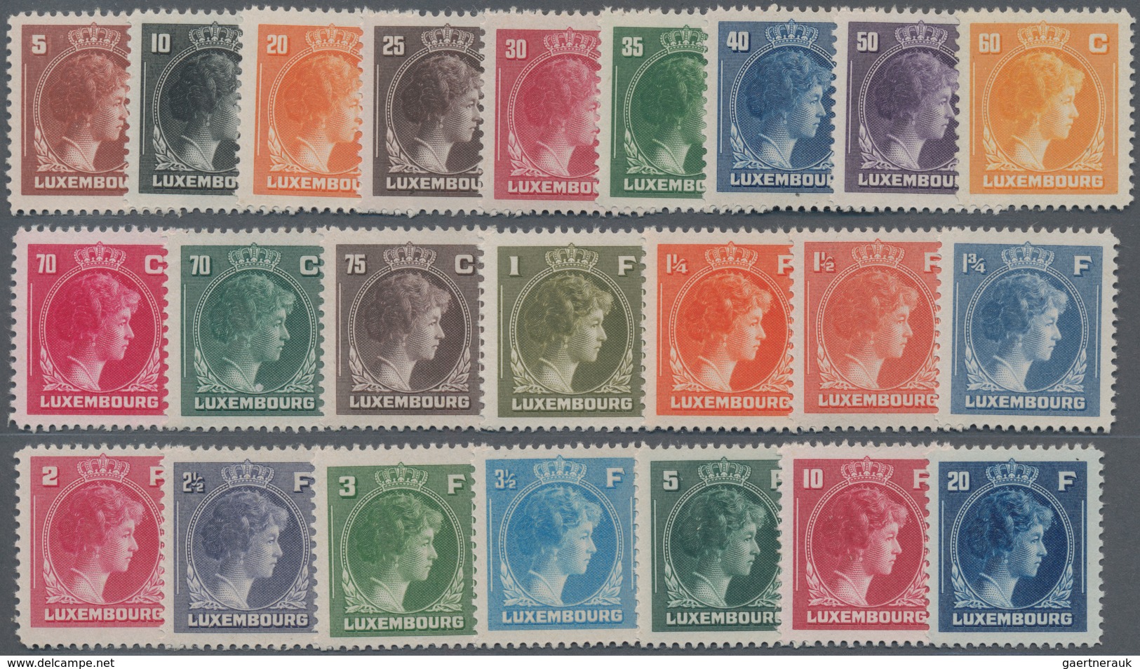 Luxemburg: 1944/1946, Definitive Issue 'Great Duchess Charlotte' Complete Set Of 23 In A Lot With Ab - Sonstige & Ohne Zuordnung