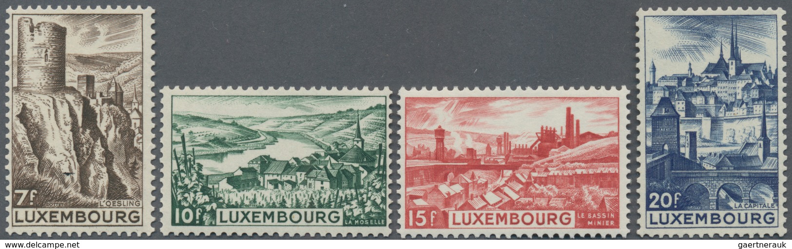Luxemburg: 1948, Definitive Issue 'landscapes' Complete Set Of Four In A Lot With About 95 Sets Incl - Otros & Sin Clasificación