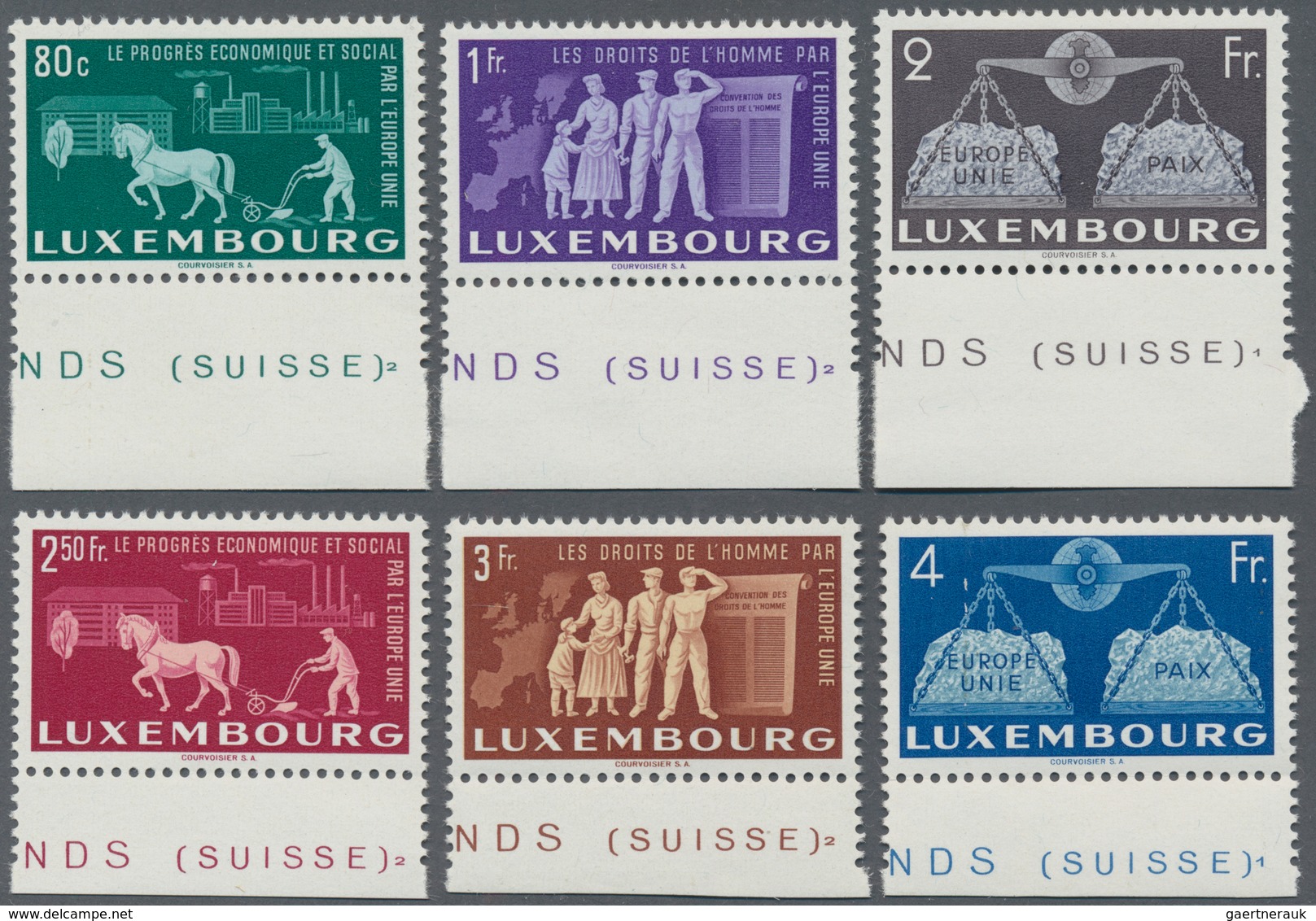 Luxemburg: 1951, European Agreement Complete Set Of Six In An INVESTMENT Lot With 65 Sets Incl. A Fe - Otros & Sin Clasificación