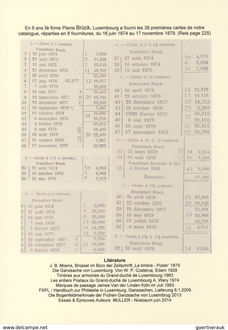 Luxemburg - Ganzsachen: 1874/81 Fantastic Exhibition Collection Of Postal Stationery Postcards, From - Ganzsachen