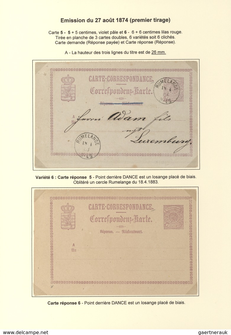 Luxemburg - Ganzsachen: 1874/81 fantastic exhibition collection of postal stationery postcards, from