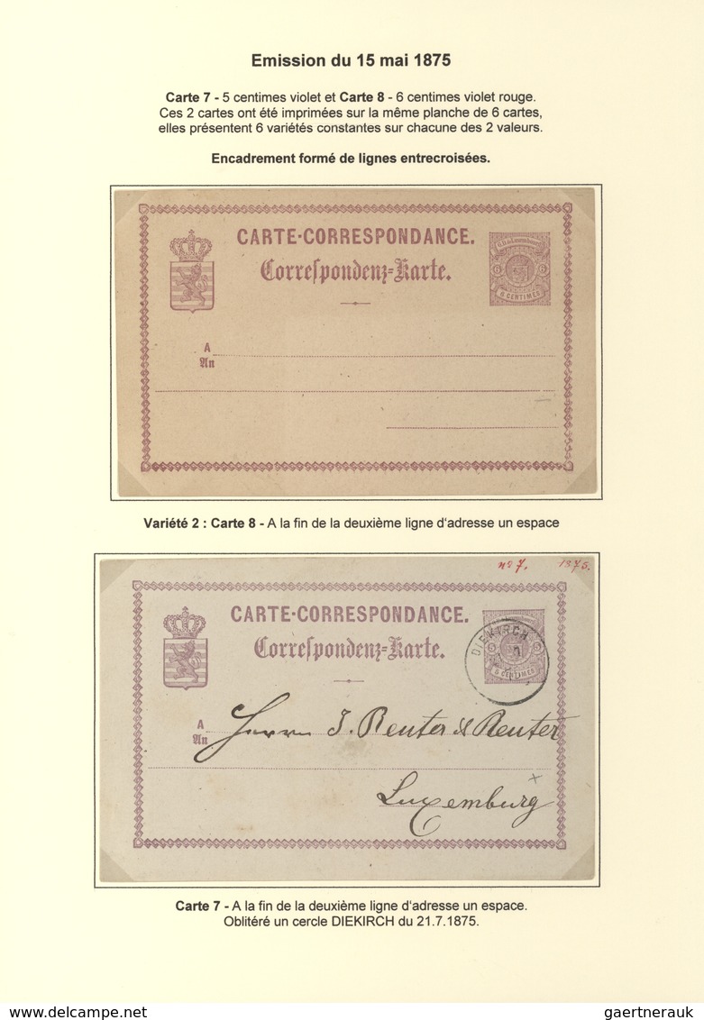 Luxemburg - Ganzsachen: 1874/81 fantastic exhibition collection of postal stationery postcards, from