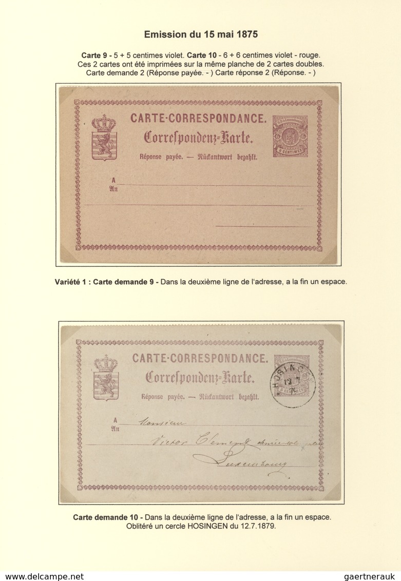 Luxemburg - Ganzsachen: 1874/81 fantastic exhibition collection of postal stationery postcards, from