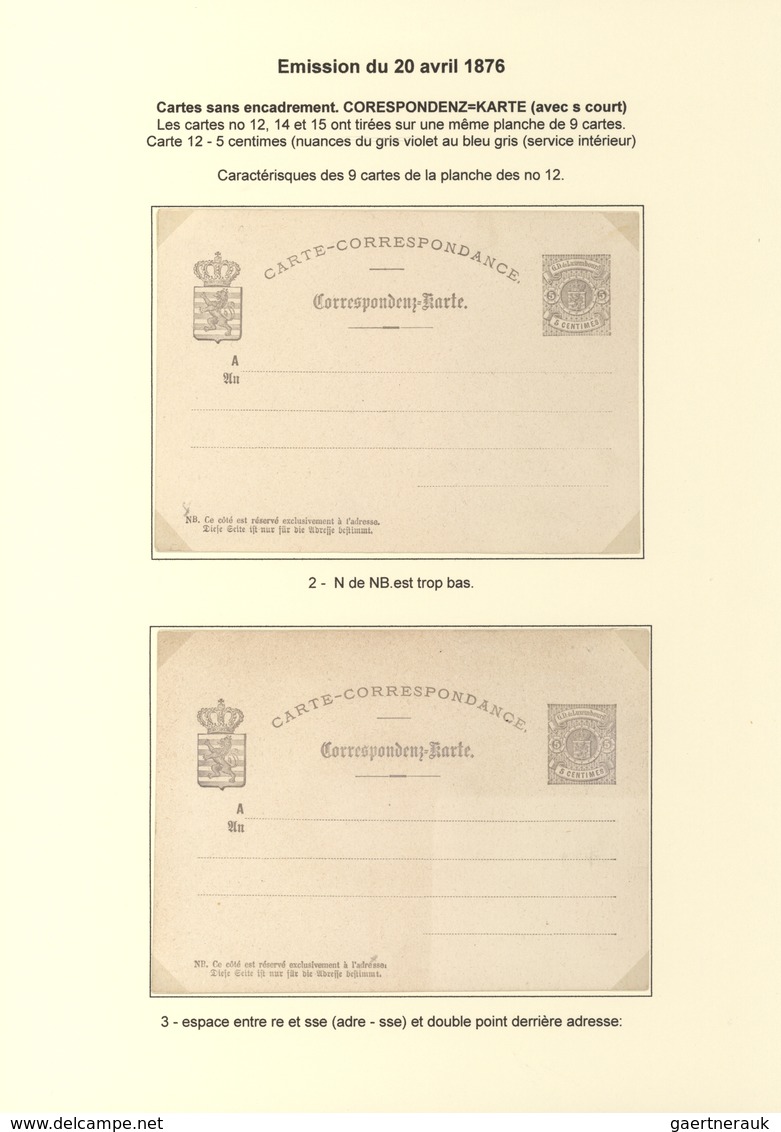 Luxemburg - Ganzsachen: 1874/81 fantastic exhibition collection of postal stationery postcards, from