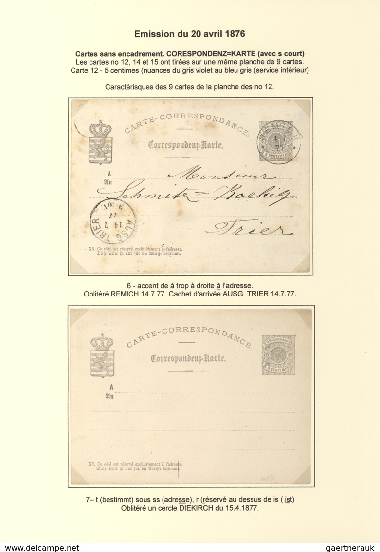 Luxemburg - Ganzsachen: 1874/81 fantastic exhibition collection of postal stationery postcards, from